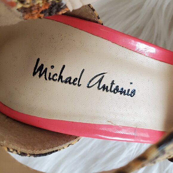 Michael Antonio Reptile Print Open Toe Back Zip Stiletto SZ 7.5 - Picture 7 of 12